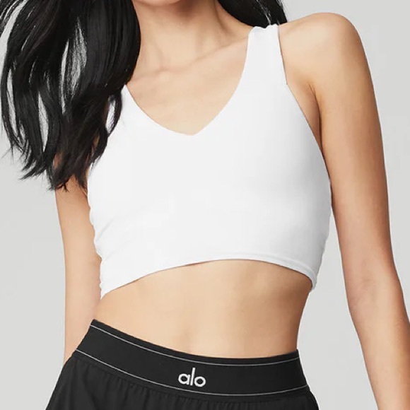 Alo Yoga Airbrush Real Bra Tank in White - Picture 1 of 4